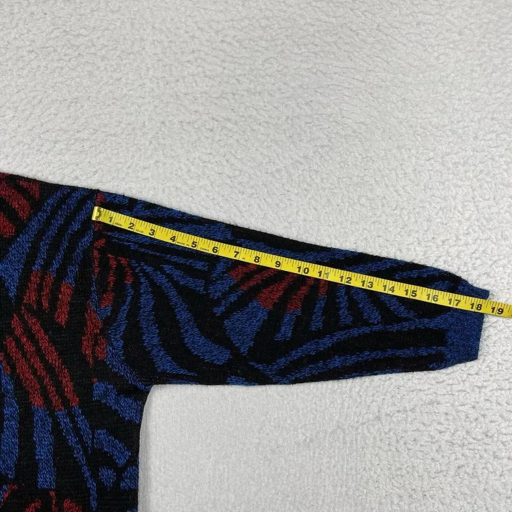 Vintage Sweater‎ Womens Large Blue Red Pullover Artsy Casual Workwear Academia